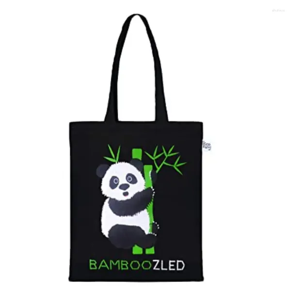 Sacchetti per la spesa EcoRight Cipper Canvas Tote Bag per donne borse ecologiche ragazze riutilizzabili panda