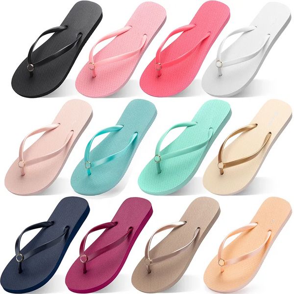 Frauen Hausschuhe Mode Flip Flops Beach Hotel Innenschuh dreier schwarz rosa weiße zitronengrün grau blaue Damenschuhe 6 vier