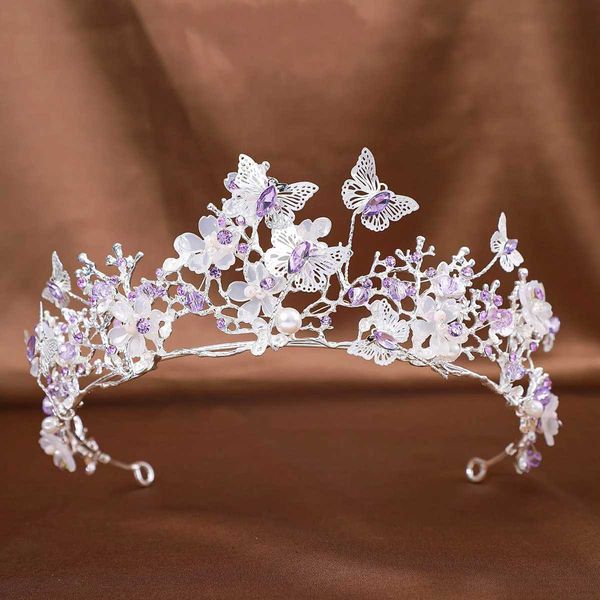 Tiaras 10 Colors Crystal Pearl Tiara Crown for Women Wedding Girls Party Корейская эгентная сладкая бабочка аксессуары для волос