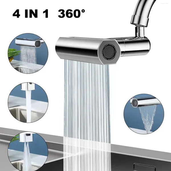 Rubinetti del lavandino da bagno 4 in 1 cucina cascata rubler modalità a prova di splash a prova di 360 °