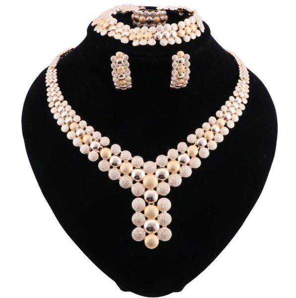 Set di gioielli da sposa di moda da donna rotonda perle africane set di gioielli Dubai in oro costume set di gioielli indiani9566883