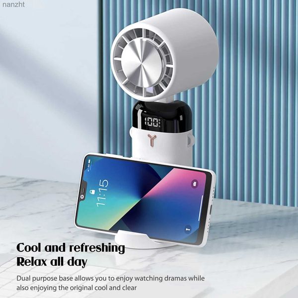 Ventiladores elétricos portátil mini ventilador portátil carregamento de bolso criativo com telefone celular Stand pequeno ventilador elétrico aluno dormitóriowx