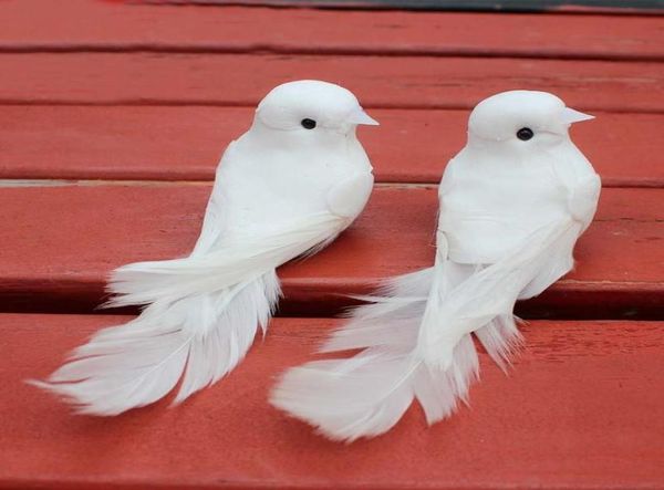 10pcs 1255 cm Dekorative Tauben Künstlicher Schaumfeder Mini Weiße Vögel mit Magneten Birds Birds Home Decoration Hochzeitsdekorationen8640571