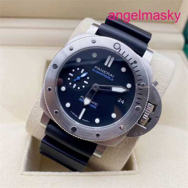 Orologio da polso meccanico Panerai in acciaio in ceramica manuale in metallo in metallo meccanico Meccanico MECCANICO Serie sommergibili MASCHIBILE PAM00973 Diametro 42 mm