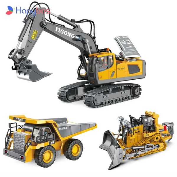 24GHz 6 canal 1 24 RC Excavadeira de engenharia de engenharia de liga e plástico RTR para crianças Presente de Natal 240430