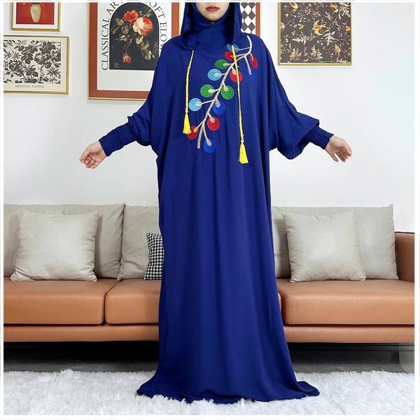 Abbigliamento etnico Ramadan musulmano due cappelli Abaya Dubai Turchia ISLAM Abbigliamento di preghiera vestiti in cotone vestiti da donna vestito kaftan