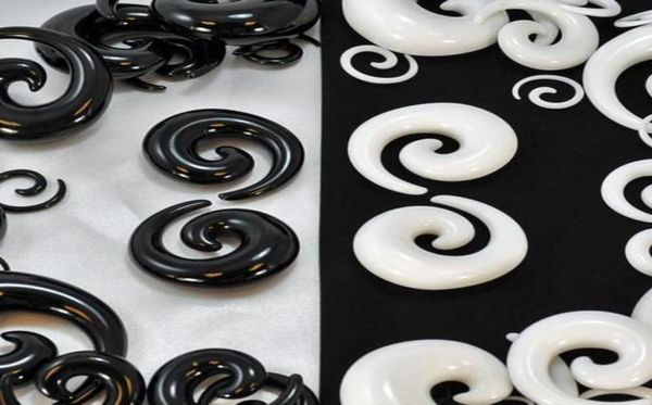 Preto e branco P32 100pcs Mix 8 Tamanho 2 Color A acrílico jóias de jóias espiral Ear plug33316024