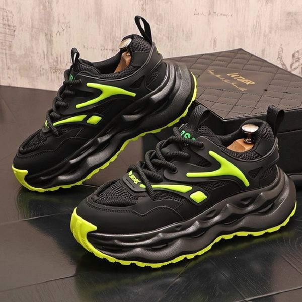 Verão novo homem malha de ar fluorescente verde branco preto respirável apartamento de apartamentos de sapatos masculino tênis tênis zapatos hombre 1a8