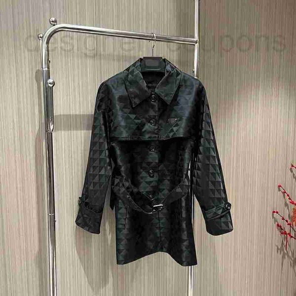 Frauen Trench Coats Designer Mode schöner Casual Badge Style Gürtel mit Taille Cinching and Slimming Effect Jacquard Single Breasted Long Sleved Trench Coat