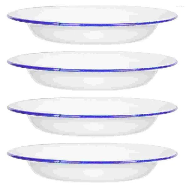 Conjuntos de utensílios de jantar 4 pcs decoração retrô de esmalte bandejas de bandejas de cozinha branca de estilo japonês que serve no vapor