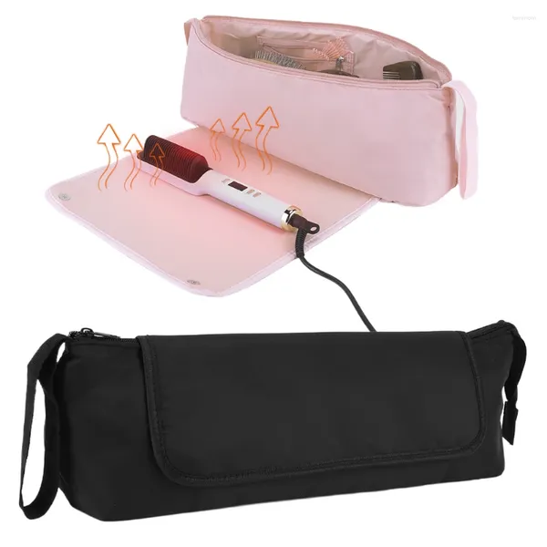 Kosmetikbeutel 2 in 1 Curling Iron Travel Hocke mit hitzebeständiger Matte tragbarer Haartrockner -Organizer wasserdicht für Haarpflegezubehör