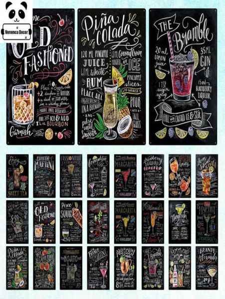 Tiki Bar Decor Aberto de verão cerveja retro metal lata sinais de mojito martini coquetel placa placa pub bar adesivos de arte decoração de parede q07234055122