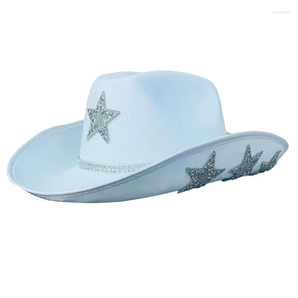 Beretti retrò per cappello da cowgirl stella di rinestone con band western sun pr