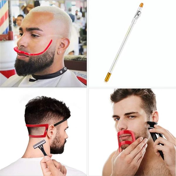 Guia de rastreamento da ferramenta de modelagem de barba de novo estilo de barba para borda de linha para cima de barba de barba, estêncil de estêncil de estêncil suprimentos de barbeiro