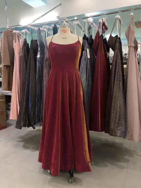 Abiti per feste 2024 Glitter Burgundy Tessuto Burgundy Abito da sera per perlette quadrato Collaro elegante Luckgirls Prom Mocini personalizzabile