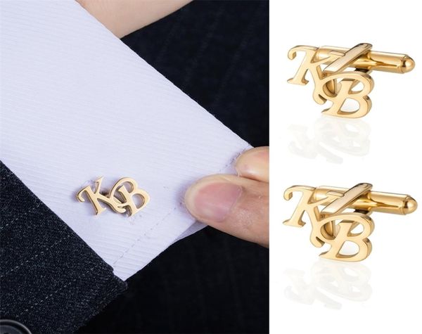 Nome da carta personalizada Cufflinks Presentes de joias masculinos personalizam nomes Botões de links de aboto