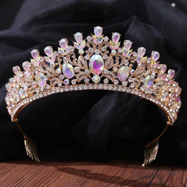 Tiaras Vintage Barock AB Kristall Hochzeit Haarzubehör Strauchbraut Tiara und Kronen Frauen Mädchen Prinzessin Kopfschmuck