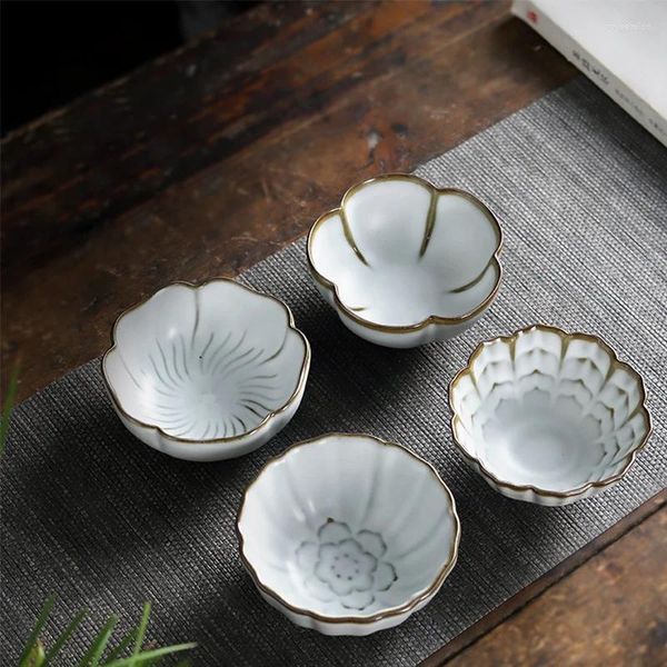 Xícaras de chá lizaotao jingdezhen ru yaoyue xícara branca cena chinesa porcelana em forma de flor em forma de cerâmica