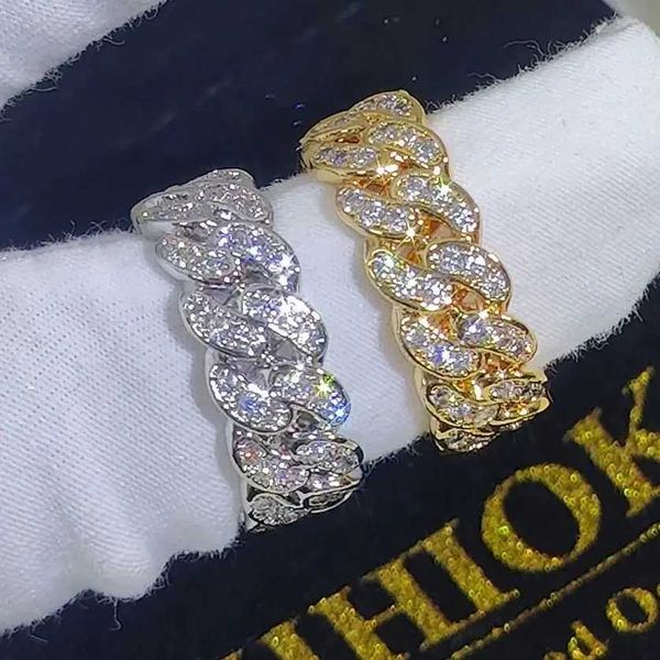 Bandringe personalisierte modische kubanische Verknüpfungskette rgold galvanized blcz simuliertes Zirkon Hip Hop RFOR J240429