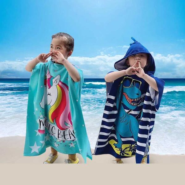 Asciugamani abiti da imballaggio neonato copricapo cartone animato per bambini asciugamano da bagno con cappuccio da bagno per bambini asciugamano di cotone da spiaggia da spiaggia hatl2404