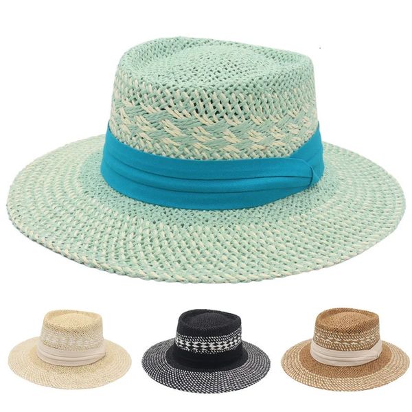 Accessori a nastro a triplo ghigliottina con cappello da donna estate bohémien beach beach danza hawaian danza grande brim hard hat bohemian stile 240428