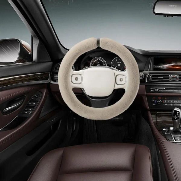 Coperchio del volante Cavo di copertura auto morbida peluche inverno non slip Accessori anelli