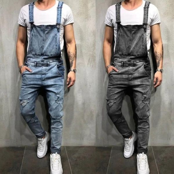 Herrenhosen Männer Overalls Ripped Cargo Jeans Delesse