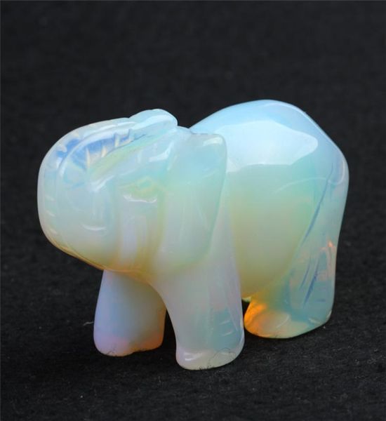 3inch Quarzkristall Opal Elefant Figur Carving Stone Langlebigkeit Chakra Heilung Reiki Steine geschnitzte Handwerkskristall Elefant5602332