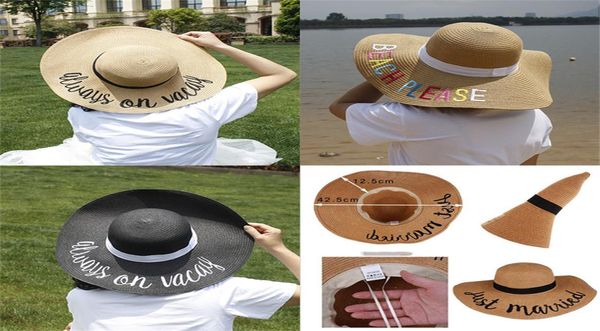 11 Style Letter Stickerei Cap Big Bim Ladies Summer Strohhut Jugendhüte für Frauen Schatten Sonnenhülsen Strandhut DC2957477226