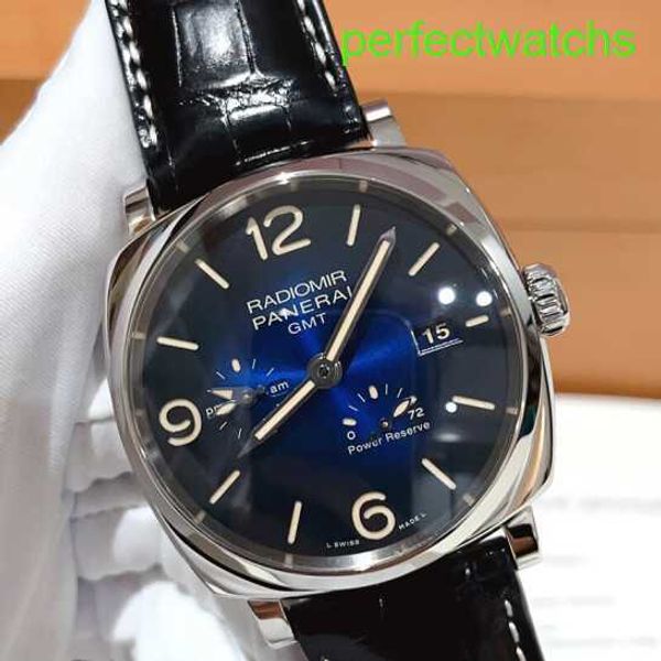 Punto superior relógio Panerai Radiomir Series Automático Mechanical Men's Watch Gradiente Smoky Blue Disk Power Reserve Dada Data do Tempo Data de 45 mm PAM00946