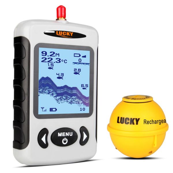 Lucky tragbarer professioneller Sounder Wireless Sonar Fish Fishing Sonde Detektor Fischfinder mit Punktmatrix 240422