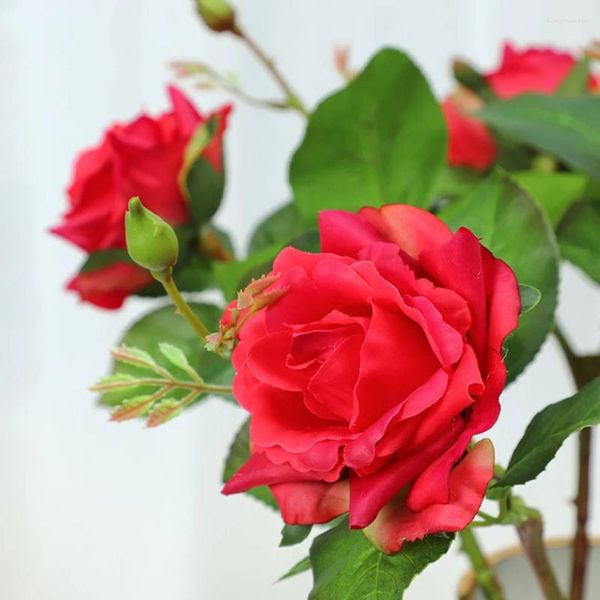 Dekoratif Çiçekler Yapay Gül Kırmızı Pembe Çiçek Düğün Dekorasyon Popografi Sahibi El Ekran Partisi Ev Dekor