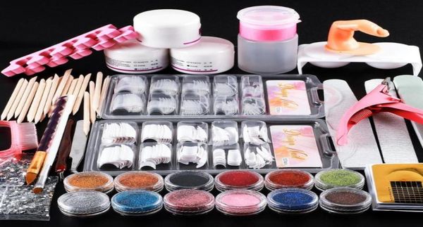 Kits de arte unhas de acrílico de acrílico completo kitset dicas de madrugada Formulário DIY para iniciantes glitter manicure6800207