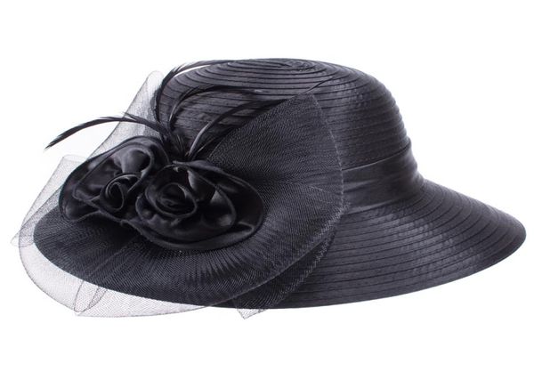 Chapéus de verão largos para mulheres penas com fascinador solar chapéus de ponte Mother039s Hats Casamento Derby Church Beach Cap 22033657534
