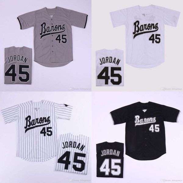 Jam MENS BIRMINGHAM BARONS MICHAEL 45# Maglie Botton Down Movie Baseball Jersey Doppio nome e Numero High Quailty