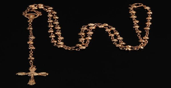24 tallone all'ingrosso/4 mm in acciaio inossidabile, rosario oro vintage piccole collane, collane da donna, collane di Gesù.5449426