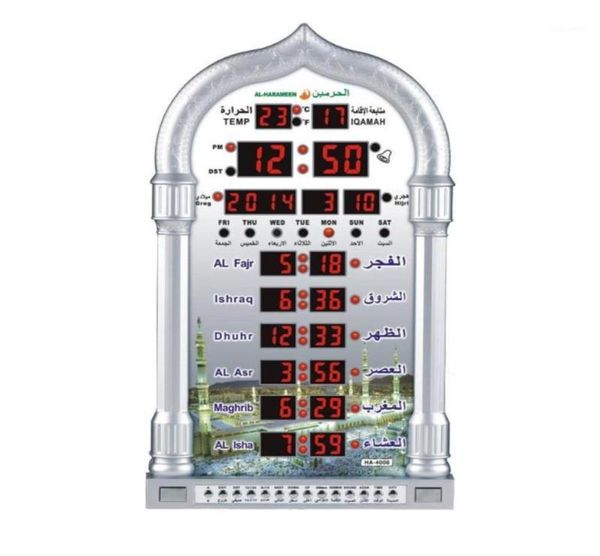 Mesquita Azan Calendário Oração Muçulmana Relógio da parede Alarm LCD Display Digital Wall Clock Decor Home Decoration Quartz Hourglass16757876