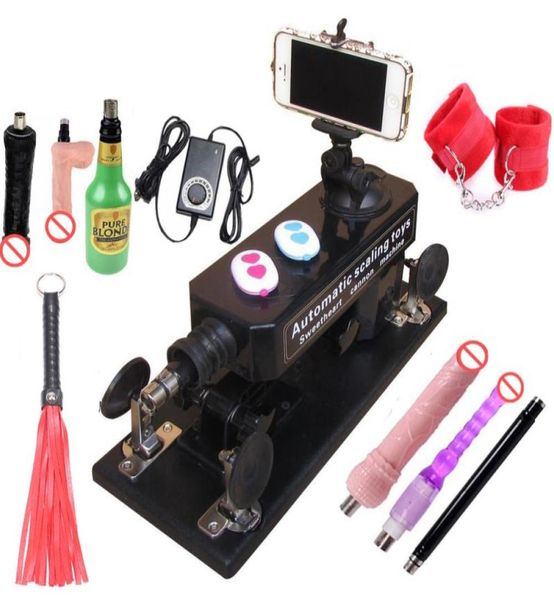 Automatisches Sex -Maschinengewehr -Set für Männer Frauen lieben Maschine mit Masturbation Cup Big Dildocuple Game Sex Handschellen und Leder W2296091