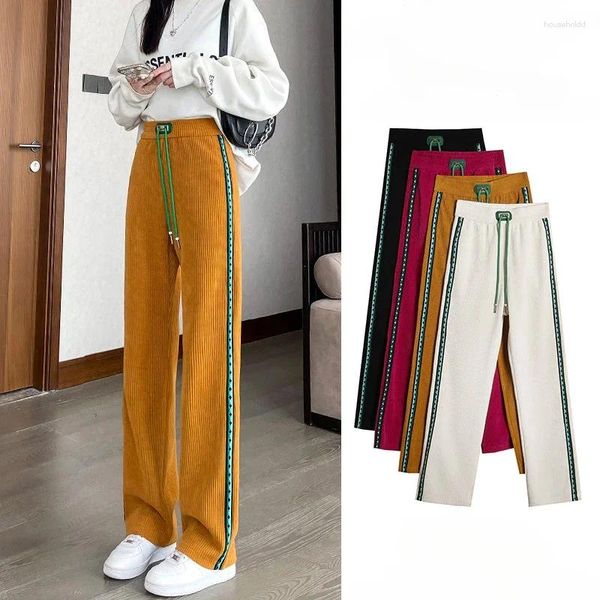 Pantaloni da donna Donne a gamba a gamba Velvet Velvet sciolto pantaloni dritti dritti elastici elastico primaverile autunno donna capris