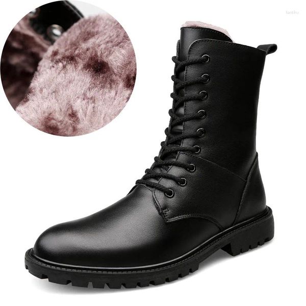 Sapatos casuais homens aquecedores de inverno botas de couro de couro tendência versátil Japão coreano High Top Size Grande Tamanho