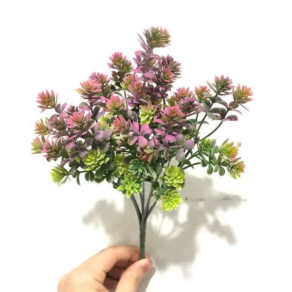 Fiori secchi Pianta di plastica artificiale Foglie di fiori finti a buon mercato per la decorazione del tavolo casa soggiorno Regali di erba natale