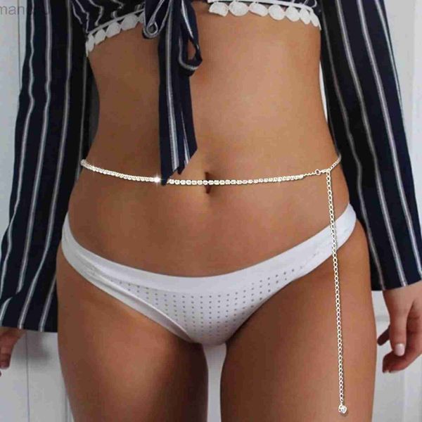 Cinture a catena della vita semplice bling strass con la cintura della cintura della pancia per cintura per donne estate per la spiaggia goccia per la spiaggia del corpo in bikini gioielli in bikini gi d240430