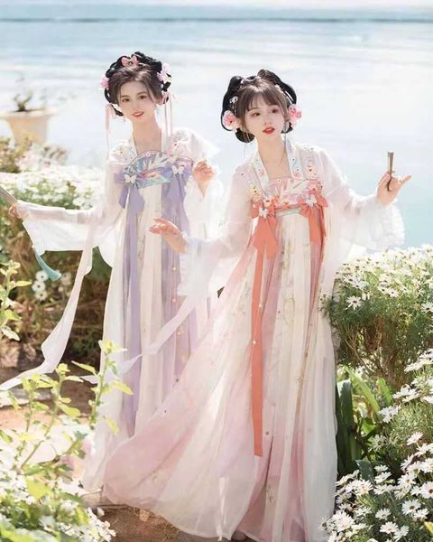 Abbigliamento etnico Hanfu Donne cinese Cosplay tradizionale Costume da fata Accod Dinastia Tang Didus Hanfu Abito da ballo estivo Pink Plus size