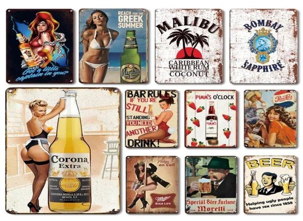 2021 Design divertente classico Poster Whisky Iron Iron Painting Retro Metal Tin Signs Mojito Martini Cuba Libre Cocktail Plaque Pub Bar Art9862928