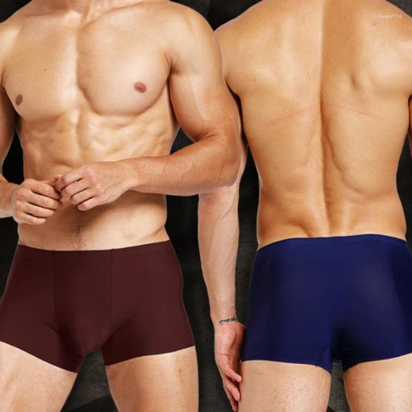 Underpants Men Boxer Silk Ice Silk Silky Mutandine bianche senza cuciture Summer Sexy One Piece Nylon maschio traspirante