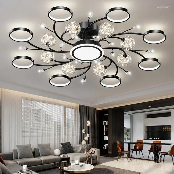 Lampadari soggiorno nordico soggiorno moderno semplice atmosferico soffitto di lusso luce romantica stellare cielo cristallo hall lampadario creativo arte nera creativa