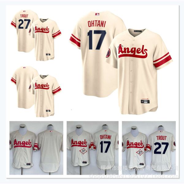 Jerseys Kleidung Engel Ohtaniwxw17Trout#27 Stadt 22 Jahre Creme weißer Spieler Name Jersey