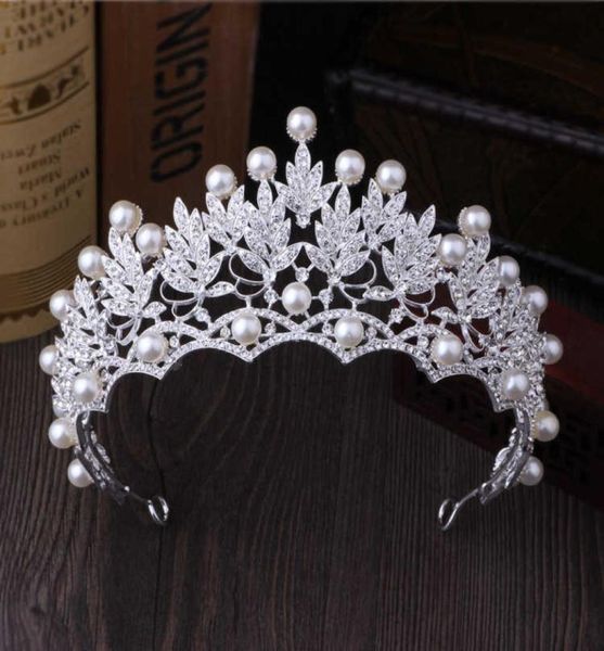 Tiaras Crystal Pearl Crowns Rhinestone Tiara Brides Band Hair Hair Jewelry Jóias Princesa Crown Fashion Wedding Acessórios Z02206391428