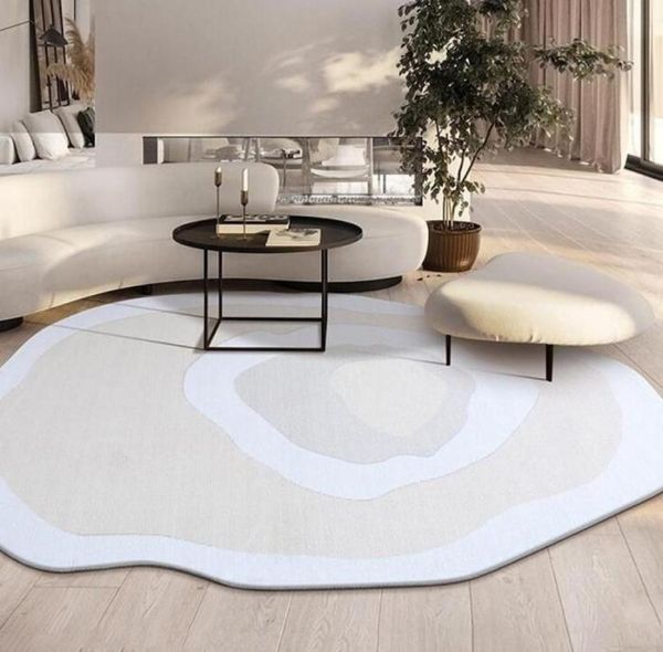 Japanischer Stil Oval Teppich Wohnzimmer unregelmäßiger Ess Couchtisch Bodenmatte Home Nordic Dicke Teppich für Schlafzimmer Bürodekor Carp1392158