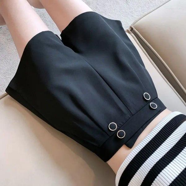 Shorts Women's Shorts streetwear Black Casual Wash Women Elegant High White a Line Wide Gambe Short Quality Pantaloni A21